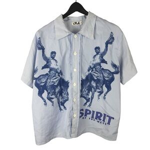 Mens Vale Live Spirt of The West Streetwear Boxy Button Down Shirt Size M